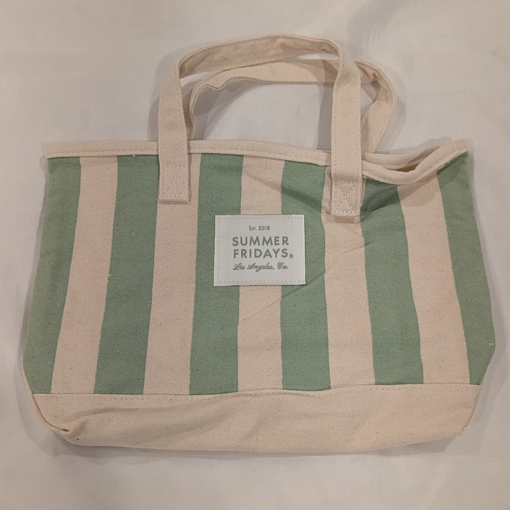 NWT Summer Fridays Mini Travel Tote Bag (Limited Edition, Cotton, Green)